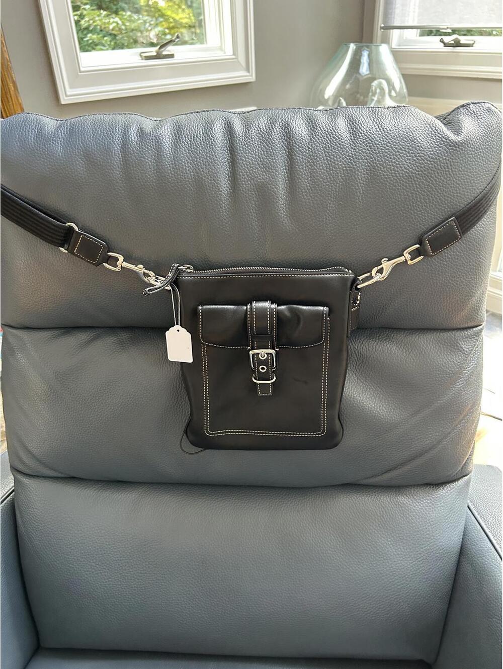 COACH Hamilton Luxury Black Leather Swing Pack Crossbody Bag